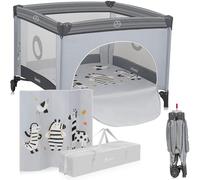 LIONELO Baby Playpen & Travel Cot Bonnie with Mattress, Portable & Foldable, Large 100 x 100 cm, Lockable Wheels, Side-Zip Door, Padded Frame & Mesh Breathable Walls, Carry Bag, 0-36 m / up to 15 kg
