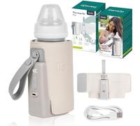 LIONELO Thermup Go Plus Portable Bottle Warmer with Integrated Battery, Keeps Liquids Warm, 5 Operating Temperatures from 38 to 50°C, USB Charging, 8 Hours of Quiet Operation, LCD Display