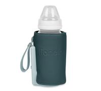 LIONELO Bottle Warmer THERMUP GO Plus for Keeping Milk and Baby Food Warm, Portable with Integrated Battery Up to 8 Hrs, 5 Temperatures from 38 to 50°C, USB Charging, Display (Green Grey, GO Plus)