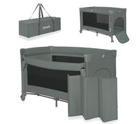 Lionelo Ellen 3-in-1 Travel Cot with 2 Height Levels | Co-Sleeper - Drop-Side Bedside Crib | Playpen - Zipped Side Entrance, Wheels with Brakes, Carry Bag & Mattress - from Birth to 36 Months