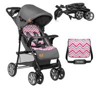 Lionelo Emma Plus Lightweight & Robust Stroller 6-36 Months, Quick Compact Fold, Lie-Flat Recline, Pushchair with 5-Point Harness, XXL Canopy, Shock-Absorbing Wheels, Tray, Bag (Single, Pink)