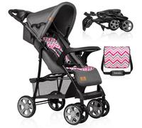 Lionelo Emma Plus Lightweight & Robust Stroller 6-36 Months, Quick Compact Fold, Lie-Flat Recline, Pushchair with 5-Point Harness, XXL Canopy, Shock-Absorbing Wheels, Tray, Bag (Single, Pink)