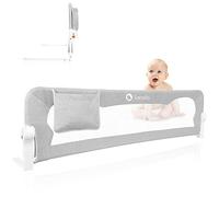 lionelo Eva Universal Bed Guard 150 L x 42cm H, Child Safety barrier with 180° Recline Foldable Design, StandSafe lock Storage pocket, Sturdy Durable Bedside Safety Gate for Children (Grey)