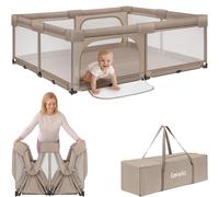 Lionelo Florence XL Easy Fold Large Baby Playpen 180 x 200 cm Foldable Baby Playpen with Mesh Sides, No Assembly, Two Zip Entrances, Padded Rail, Easy Clean, Carry Bag, Baby Play Area for Toddlers
