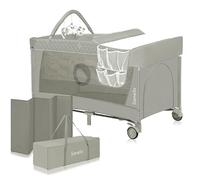 LIONELO Flower 2-in-1 Travel Cot and Playpen from Birth | To 36 Months, 2 Mattress Levels, Changing Table, Side Entrance, Breathable Mesh, Wheels, Toys and Carry Bag