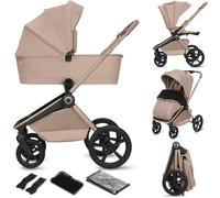 Lionelo Freya 2in1 Stroller 0-4 Years Foldable Carrycot and Pushchair, Lie-Flat Position, Suspension & PU Wheels, UPF50+ Canopy, Magnetic Buckle, Ventilation, Accessories, Car Seat Adapt (Beige Sand)