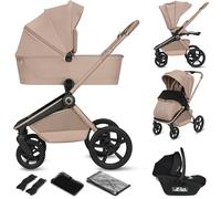 Lionelo Freya 3 in 1 Baby Stroller Pram Travel System 0-4 Years Set: Foldable Carrycot + Pushchair + Car Seat I-Size 40-87 cm Suspension, PU Wheels, Reclining, UPF50+ Canopy Accessories (Beige Sand)