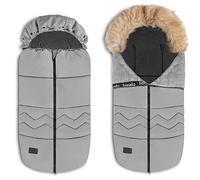 lionelo Frode Baby Footmuff for Sledge, Car Seat, Pram, Anti-Allergic, Waterproof, Warm, Cuddly, Double Zip, Removable Fur on the Hood, Winter 90 x 45 cm (Grey Dove)