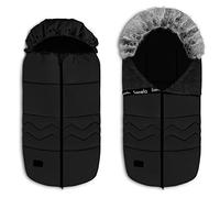 lionelo Frode Baby Footmuff for Sledge, Car Seat, Pram, Anti-Allergic, Waterproof, Warm, Cuddly, Double Zip, Removable Fur on the Hood, Winter 90 x 45 cm (Black Carbon)