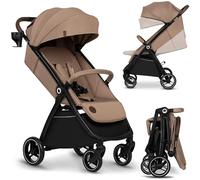 Lionelo Ingrid Lightweight & Compact Stroller from 6 Months to 22kg, Auto-Folding Pushchair with Reclining Seat, Full Suspension, 360° Swivel EVA Wheels, XXL Canopy, Travel Buggy with Large Basket