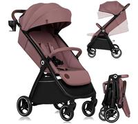 Lionelo Ingrid Lightweight & Compact Stroller from 6 Months to 22kg, Auto-Folding Pushchair with Reclining Seat, Full Suspension, 360° Swivel EVA Wheels, XXL Canopy, Travel Buggy with Large Basket