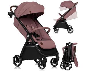 Lionelo Ingrid Lightweight & Compact Stroller from 6 Months to 22kg, Auto-Folding Pushchair with Reclining Seat, Full Suspension, 360° Swivel EVA Wheels, XXL Canopy, Travel Buggy with Large Basket