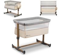lionelo Leonie 3-in-1 Bedside Crib & Standalone Bassinet/Rocker, 5-Level Height, Adjustable Tilt, Removable Side, Breathable Mesh, with Mattress & Bag