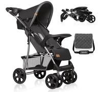 Lionelo Emma Plus Lightweight & Robust Stroller 6-36 Months, Quick Compact Fold, Lie-Flat Recline, Pushchair with 5-Point Harness, XXL Canopy, Shock-Absorbing Wheels, Tray, Bag (Single, Grey)