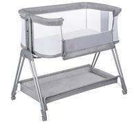 lionelo Luna 2in1 Bedside Crib for babies from Birth to 9kg with Adjustable Height & Incline 4 Lockable Wheels Portable Baby Co-Sleeper Breathable Mesh Washable Mattress & Cover Basket