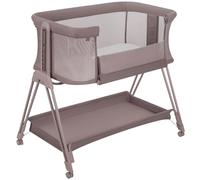 LIONELO Luna 2-in-1 Bedside Crib and Travel Cot from Birth | Up to 9 kg, Breathable Fabric, Shopping Basket, Mattress Included, Breathable Mesh Sides, Lockable Wheels