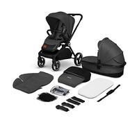 LIONELO Mika 2-in-1 Combination Pushchair Baby Carrycot Pram Buggy Rain Cover Shoulder Strap for Transport, Mattress, Mosquito Net, Foot Cover, Waterproof Material, Rubber Wheels (Grey Graphite)