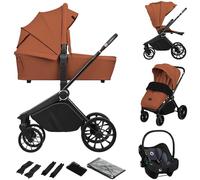 Lionelo Mika Plus 3 in 1 Travel System Pushchair Pram | All-Terrain Stroller with Carrycot & i-Size Car Seat | Compact Folding, Adjustable Handle, XXL Canopy UPF50+, Rain Cover & Accessories