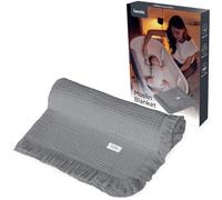 Lionelo Muslin Blanket Muslin Baby Blanket with Fringes 70x100 cm - 6-Ply 100% Cotton, Extra Soft & Breathable, Hydrophilic All-Season Blanket for Newborns, Crib and Stroller, Grey