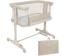 lionelo PARI 3in1 Baby Bedside Cot Co-Sleeper for Babies From Birth, Adjustable Height & Incline, Mattress, 4 Lockable Wheels, Breathable, Portable, Washable, Bag, Straps