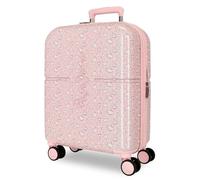 lionelo Pepe Jeans MIA Light Pink Cabin Suitcase 40x55x20 cm Rigid ABS Integrated TSA Closure 34L 2.6kg 4 Double Wheels Extendable Hand Luggage by Joumma Bags