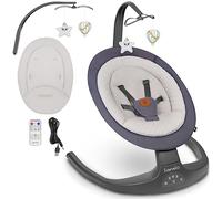 LIONELO Ralf 2-in-1 Electric Baby Swing and Rocker from Birth | 5 Swing Speeds, Motion Detection, 12 Melodies, Timer, Adjustable Recline and USB or Battery Power