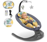 Lionelo Ralf 2in1 Baby Bouncer & Rocker for Newborn with Adjustable 5-Speed Swing, Motion Detection Music Playback 12 Melodies, Time Settings, Reclining seat, USB & Battery Safety Harness (Grey)