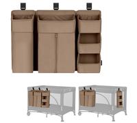 lionelo Sidepocket Large Hanging Nursery Organiser 58×11×58 cm - Modular 3-Section Cot Storage with Zip Pocket & Multiple Compartments - Fits Travel Cots, Bedside Cots, Cribs & Playpens