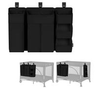 lionelo Sidepocket Large Hanging Nursery Organiser 58×11×58 cm - Modular 3-Section Cot Storage with Zip Pocket & Multiple Compartments - Fits Travel Cots, Bedside Cots, Cribs & Playpens