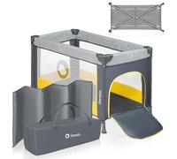 Lionelo STEFI 2-in-1 Travel Cot & Baby Zone Portable Baby Bed for Newborns and Toddlers 0-36 kg with Mattress, Side Entry, Breathable Mesh LockGuard Safety, Wheels with Brakes, Easy-Fold System, Bag