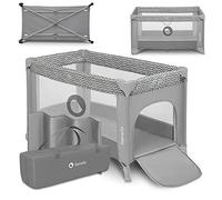Lionelo STEFI 2-in-1 Travel Cot & Baby Zone Portable Baby Bed for Newborns and Toddlers 0-36 kg with Mattress, Side Entry, Breathable Mesh, LockGuard Safety, Wheels with Brakes, Easy-Fold System, Bag