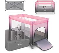 lionelo STEFI 2-in-1 Travel Cot & Playpen Portable Baby Bed for Newborns and Toddlers 0-36 kg with Mattress, Side Entry, Breathable Mesh, LockGuard Safety, Wheels with Brakes, Easy-Fold System, Bag