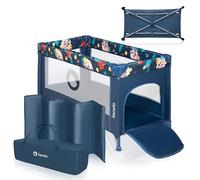 lionelo STEFI 2-in-1 Travel Cot & Baby zone Portable Baby Bed for Newborns and Toddlers 0-36 kg with Mattress, Side Entry, Breathable Mesh, LockGuard Safety, Wheels with Brakes, Easy-Fold System, Bag