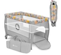 lionelo STEFI PLUS 2in1 Travel Cot & Playpen Portable with 2-Level Mattress Heigh, Baby Bed for Newborns and Toddlers 0-36kg Mattress, Side Entry, Breathable Mesh, LockGuard Safety, Wheels, Easy-Fold