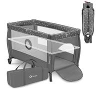 lionelo STEFI PLUS 2in1 Travel Cot & Playpen Portable with 2-Level Mattress Heigh, Baby Bed for Newborns and Toddlers 0-36kg Mattress, Side Entry, Breathable Mesh, LockGuard Safety, Wheels, Easy-Fold