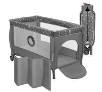 Lionelo STEFI Plus 2in1 Travel Cot & Baby Zone Portable with 2-Level Mattress Heigh, Baby Bed for Newborns and Toddlers 0-36kg Mattress, Side Entry, Breathable Mesh LockGuard Safety Wheels, Easy-Fold