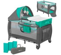 Lionelo Sven Plus 2in1 Travel Cot and Portable Baby Zone for newborns 0-36 Months Foldable with 2-level Heights, Changing Table, Mattress, Side Entrance Mesh Walls Mosquito Net Canopy Wheels Organiser