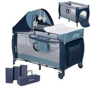 Lionelo Sven Plus 2in1 Travel Cot and Portable Baby Zone for newborns 0-36 Months Foldable with 2-level Heights, Changing Table, Mattress, Side Entrance Mesh Walls Mosquito Net Canopy Wheels Organiser