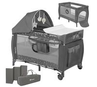 Lionelo Sven Plus 2in1 Travel Cot and Portable Baby Zone for newborns 0-36 Months Foldable with 2-level Heights, Changing Table, Mattress, Side Entrance Mesh Walls Mosquito Net Canopy Wheels Organiser