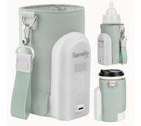 Lionelo Thermup Go Evo Advanced Portable Bottle Warmer with USB-C 9hr Battery LCD Display 5 Temperature Settings 38-50°C Fits 50-80mm Bottles, Car Charger Compatible, Safety Control (Green SAGE, EVO)