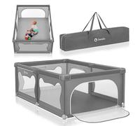 Lionelo Willow Baby Playpen Foldable & Portable, Large 127×187×68 cm Safe Play Yard, Steel Frame with Padded Edges, Breathable Mesh Walls, 2 Zip Doors, Easy Fold Design, Carry Bag, Toddlers 0-4 Years