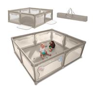 LIONELO Willow XL Baby Playpen from 0-48 Months Large Area 187 cm x 207 cm x 68 cm, Baby Playpen with Breathable Mesh Side Walls, 2 Side Entrances with a Zip