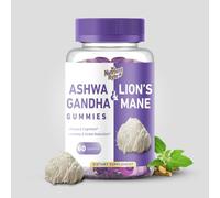 Lionemane and Asghawanda Gummies - Adaptogenic Mushroom Blend with Rhodiola, Bacopa & Holy Basil 1000mg- Brain, Mood & Immune Support for Adults - Cortisol & Stress Relief, Vegan - 60 Gummies