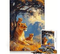Lioness And Cubs Under A Tree 1000 Piece Jigsaw Puzzles for Adults Mind Workout Pastime Game Home Fun Santa Present (38x26cm)
