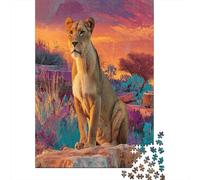 Lioness at Sunset,Rätsel Für Erwachsene 38x26cm/1000pcs,Herausforderungsspiele
