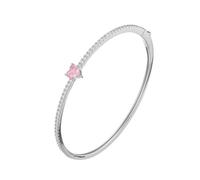 Lioness by TF Amora Pink Heart Bracelet - Rhodium-Plated Solid S925, Sterling Silver - 57mm