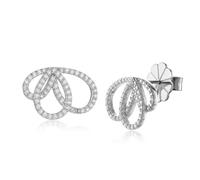 Lioness by TF Marise Winged Studs - Solid 925 Sterling Silver, Rhodium-Plated, Moissanite - 17mm