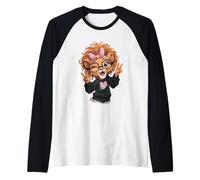 Lioness Girl Winking Double Peace Sign Pop Graphic Playful Raglan Baseball Tee