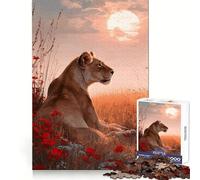 Lioness in A Field of Flowers 1000 Piece Jigsaws for Adults Puzzle Logic Workout Precise Connection Home Play (38x26cm)