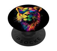 Lioness Lion Young Wild Lionesses Lion Mom Little Cute Lions PopSockets Adhesive PopGrip